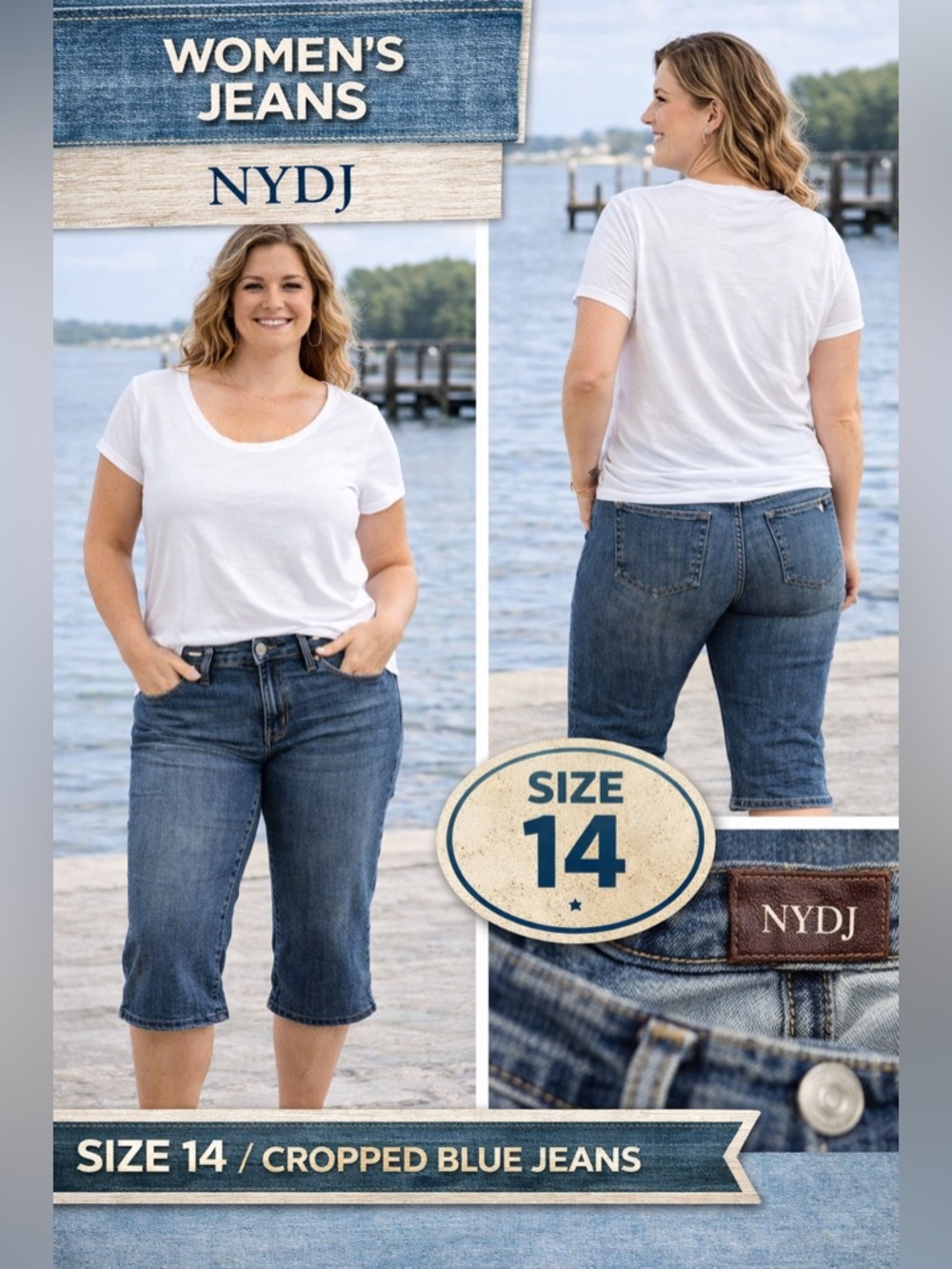 NYDJ Cropped Blue Jeans size 14